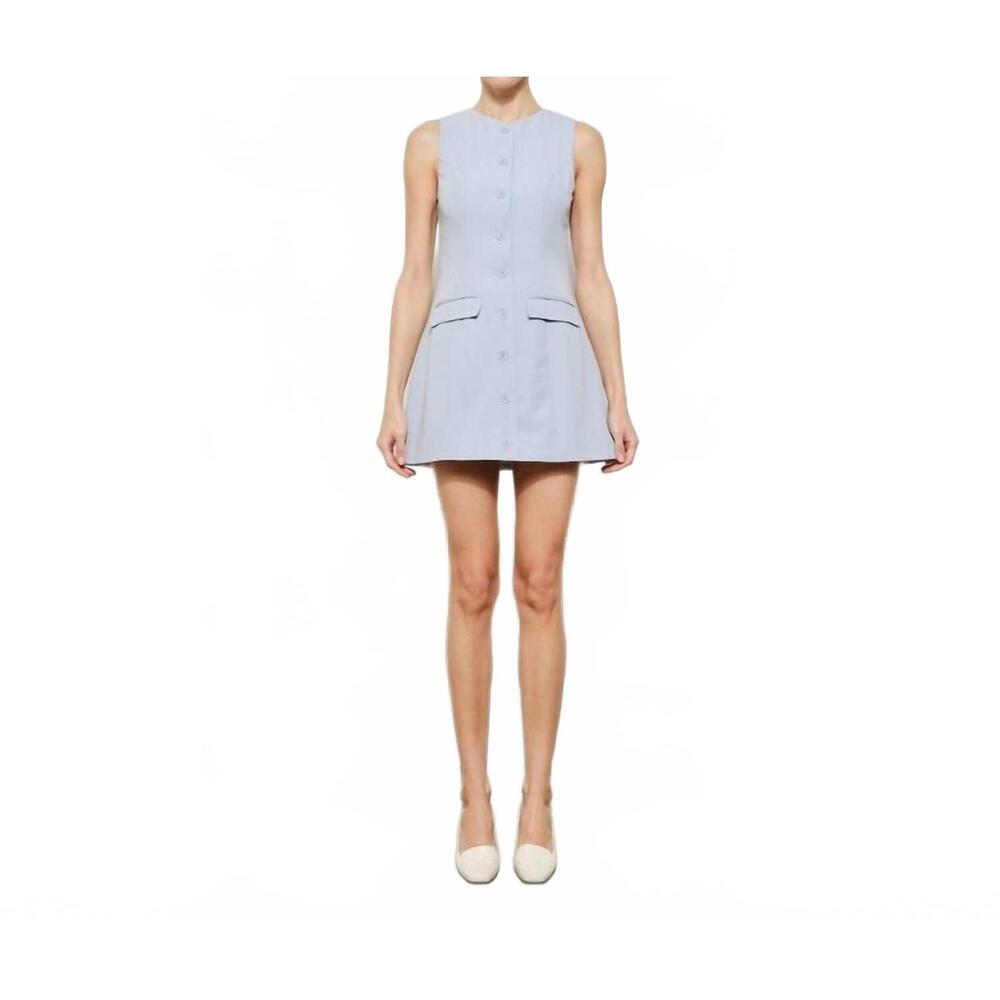 NEW LOUCIA lenore button front sleeveless mini dress in light blue